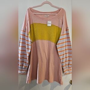 We The Free Pink and Yellow Striped Top